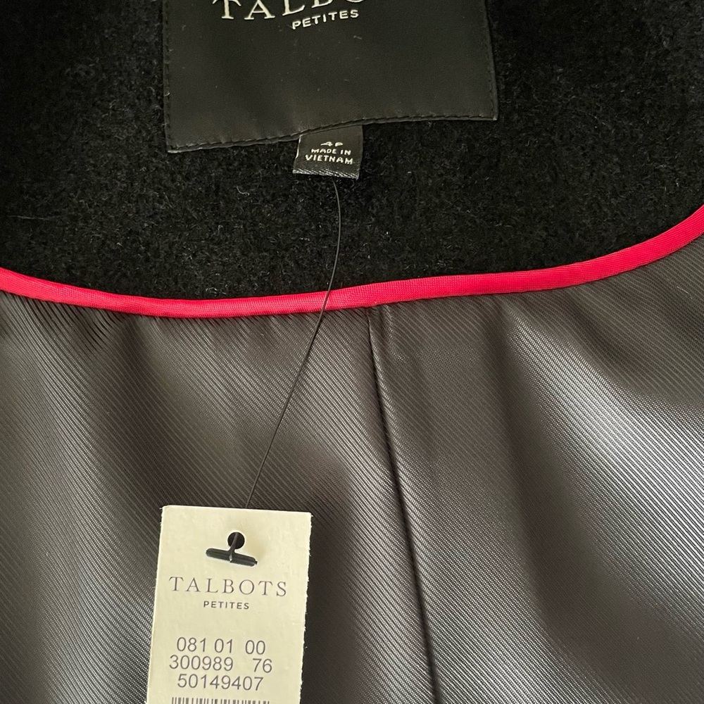 🖤talbot’s classic black winter coat with faux fur collar / size 4 petite / nwt - Picture 7 of 13